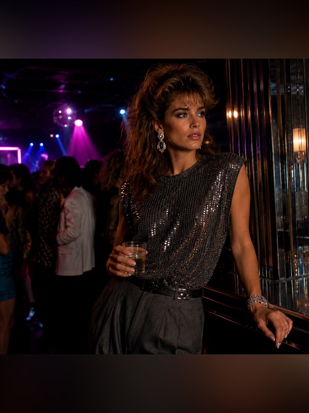 Gibson Black Sequin Crewneck Top